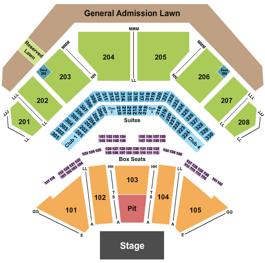 Credit Union 1 Amphitheatre Summer of '99 Festival Seating Chart